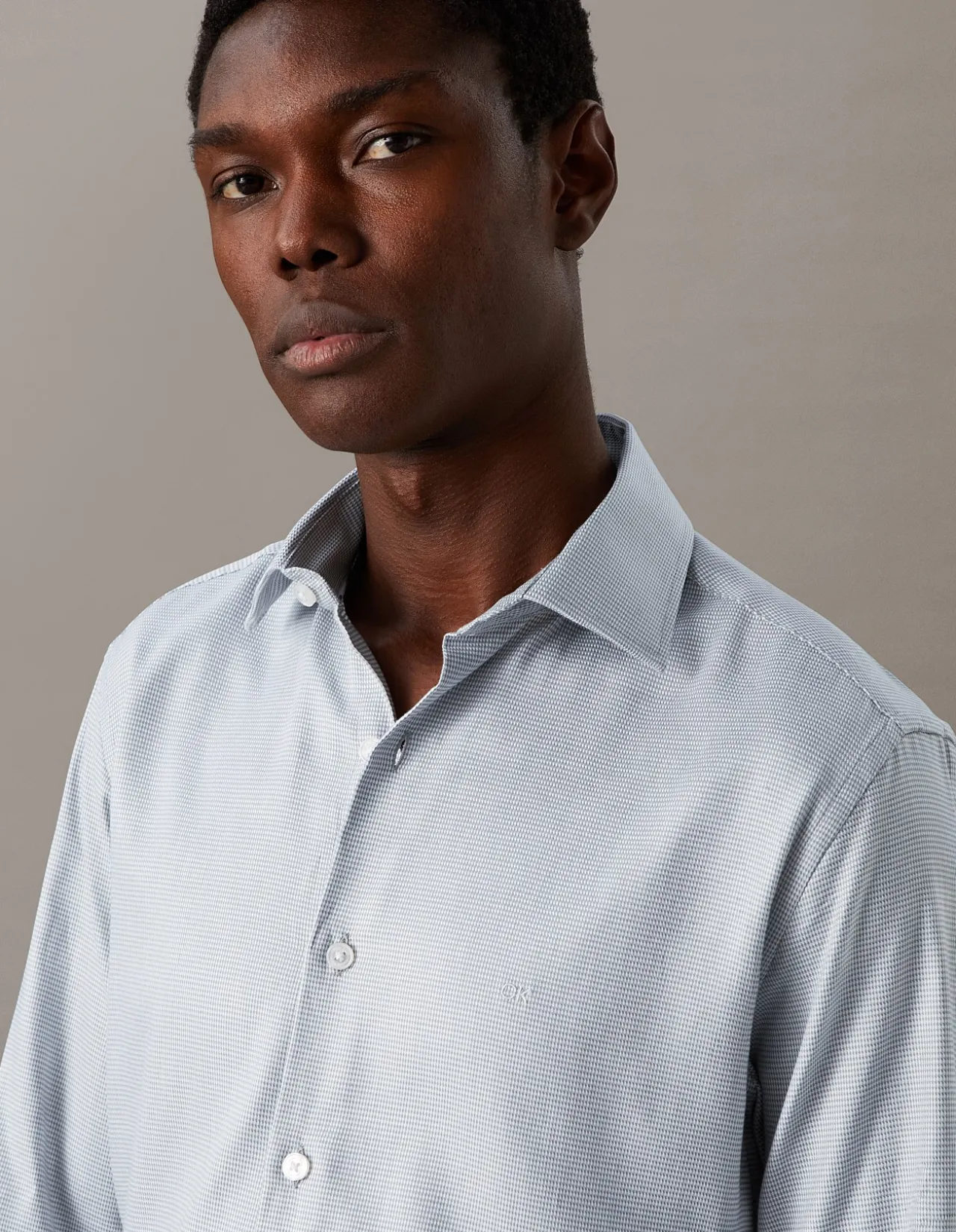 Long Sleeve Slim Dobby Shirt