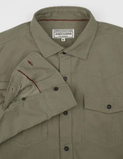 LONG SLEEVE SLIM FIT WESTERN CORDUROY COTTON SHIRT