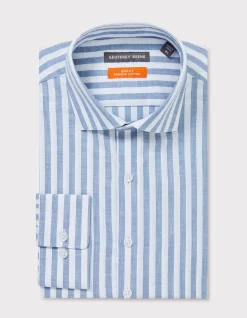 Long Sleeve Slim Linen Tencel Stripe Shirt