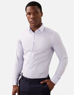 LONG SLEEVE SLIM REFINED COTTON STRETCH STRIPE SHIRT