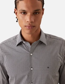 Long Sleeve Slim Single Colour STEP Print Shirt