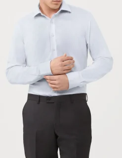 Long Sleeve Slim Solid Dot Dobby Shirt
