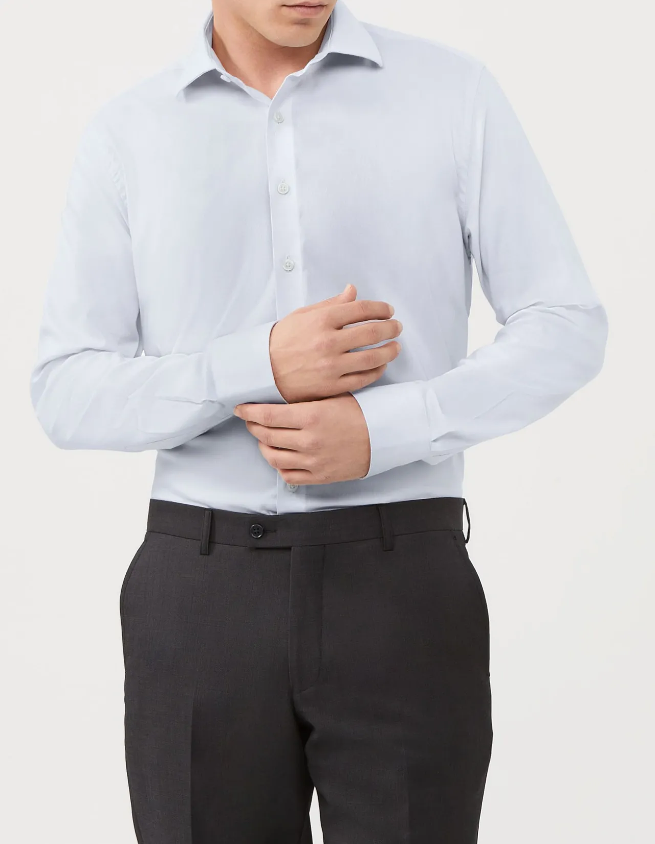 Long Sleeve Slim Solid Dot Dobby Shirt