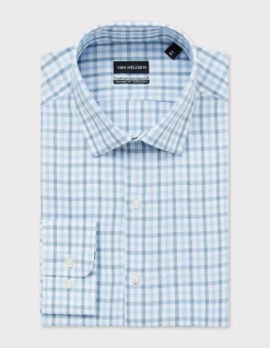 LONG SLEEVE TAILORED FIT CHECK TENCEL OXFORD BAMBOO SHIRT
