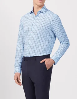 LONG SLEEVE TAILORED FIT CHECK TENCEL OXFORD BAMBOO SHIRT