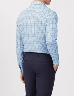 LONG SLEEVE TAILORED FIT CHECK TENCEL OXFORD BAMBOO SHIRT
