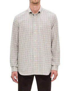 LONG SLEEVE TARTAN CHECK BUTTTON DOWN COLLAR SHIRT