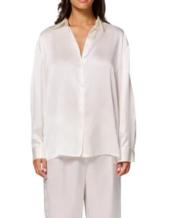 Love Me Silk Long Sleeve Night Shirt Natural