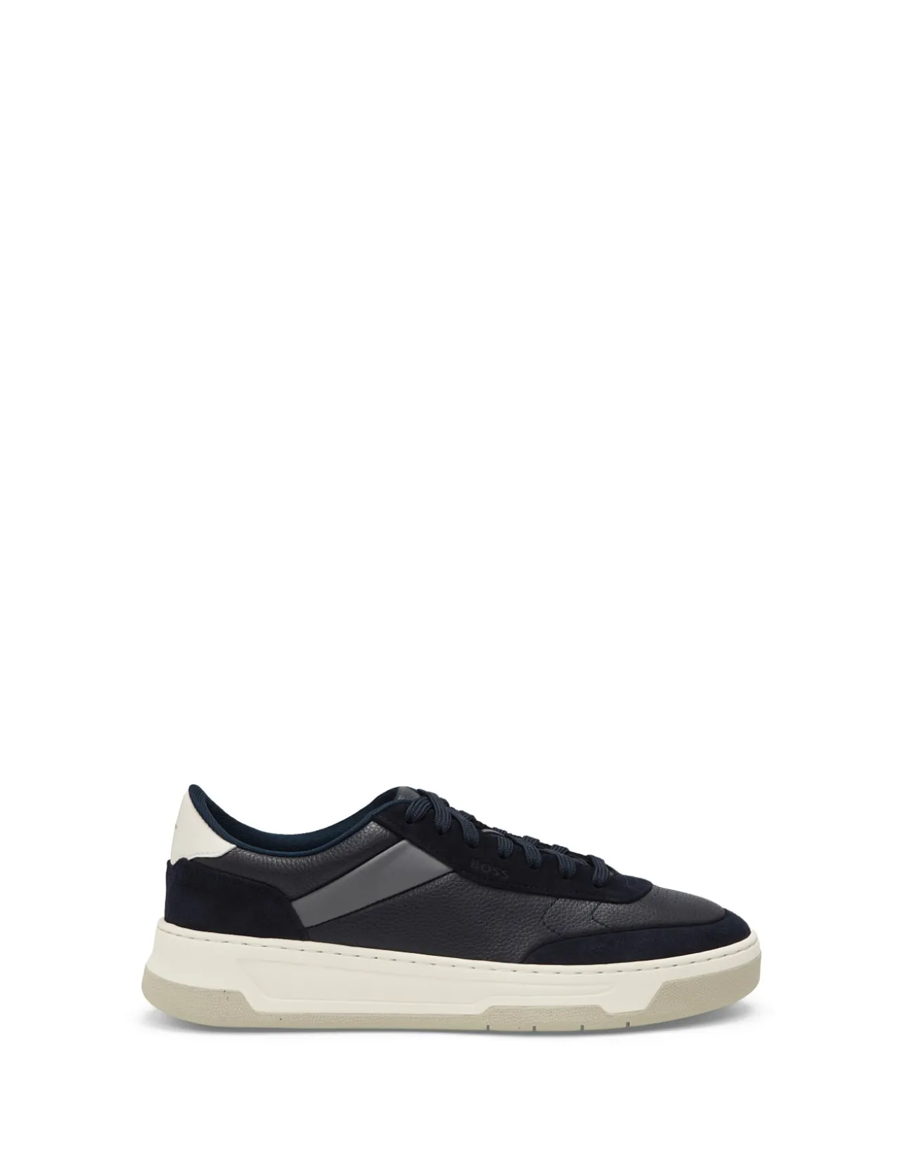 Low-top trainers with mixed-leather uppers