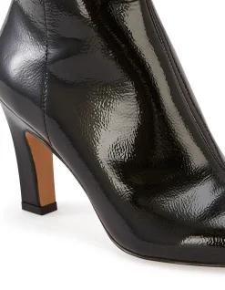 Loz Black Crinkle Patent Leather Ankle Boot