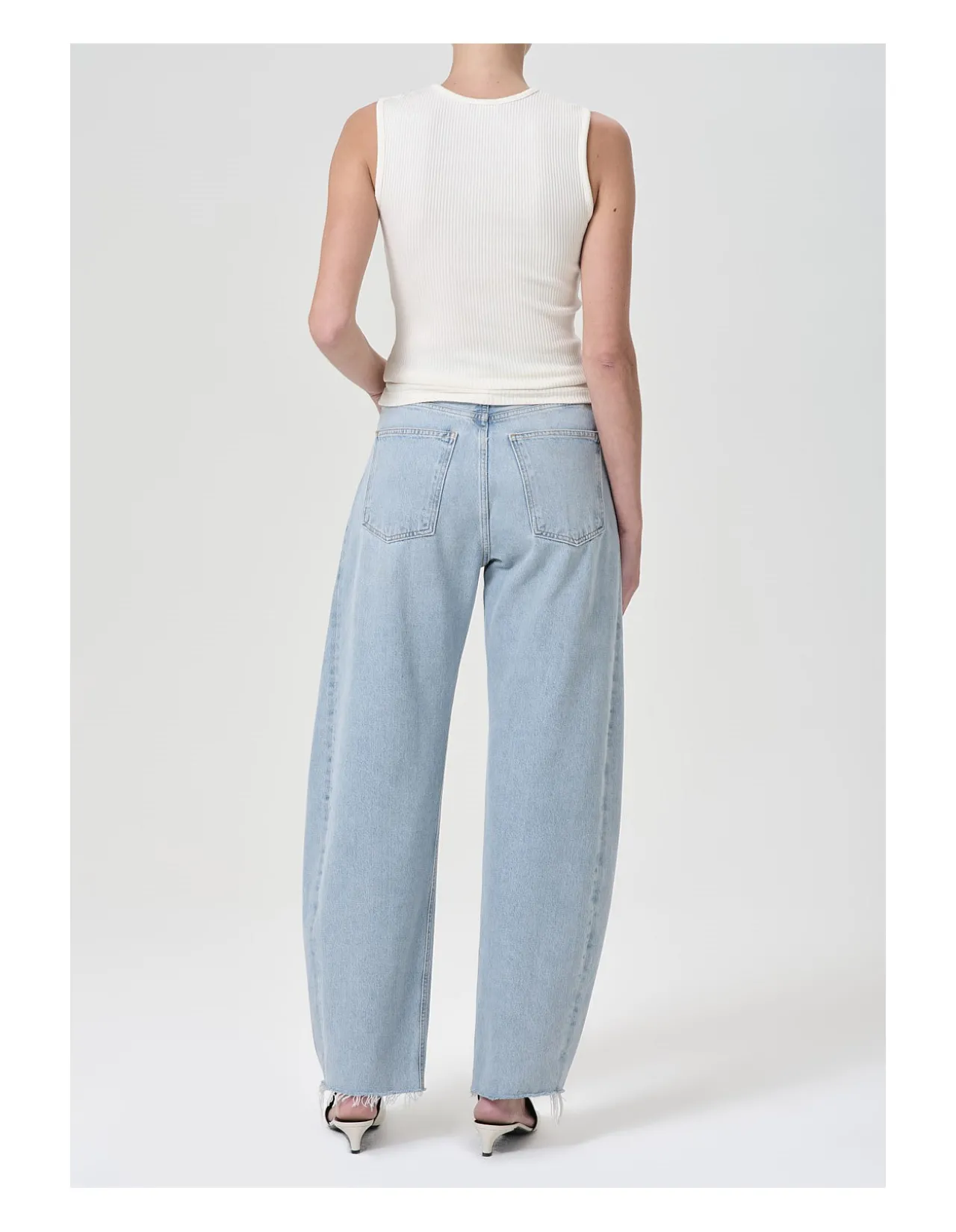 Luna High Rise Barrel Leg Raw Hem Jeans