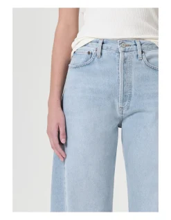 Luna High Rise Barrel Leg Raw Hem Jeans