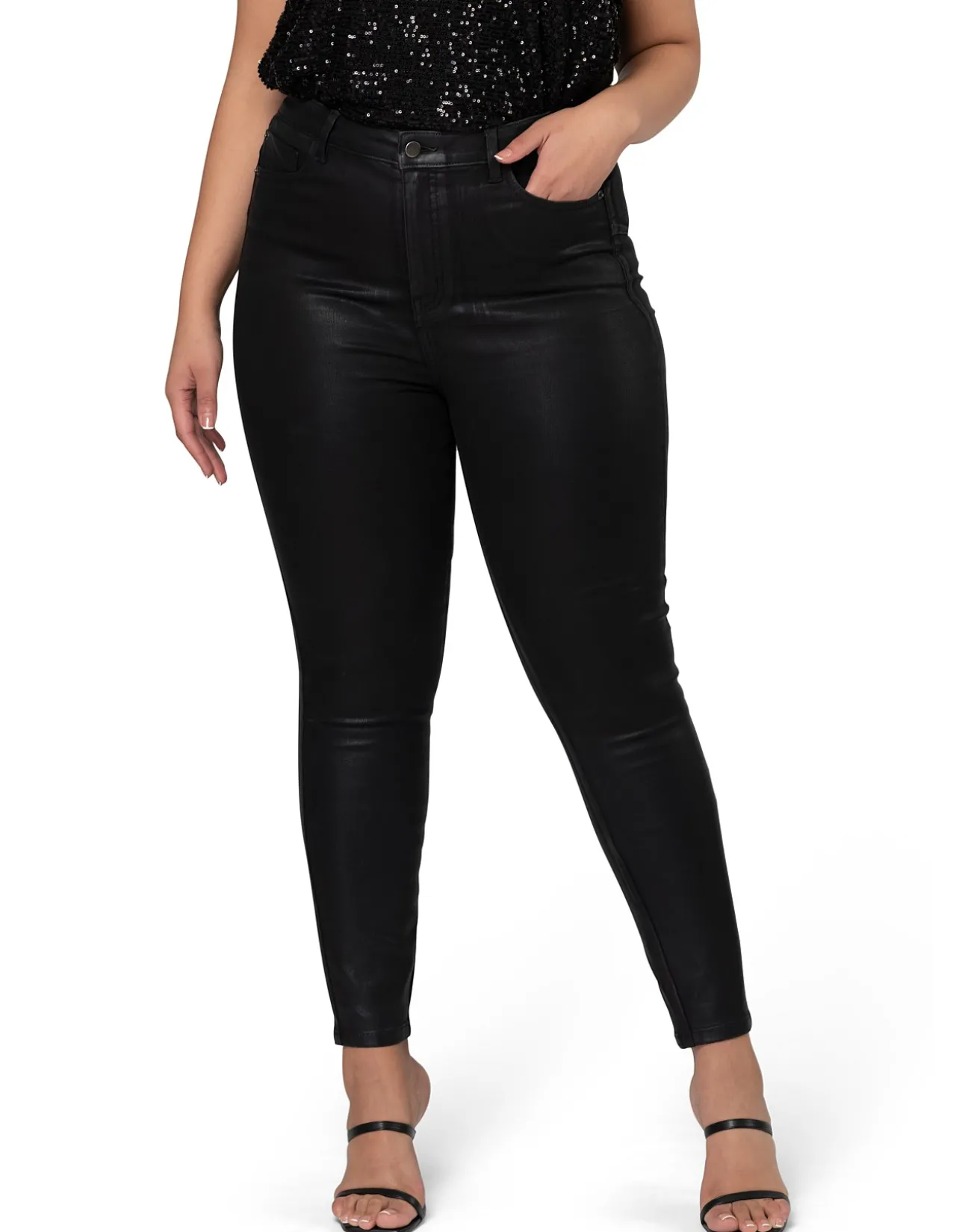 Luxe Stretch Coated High Rise Slim Jeans