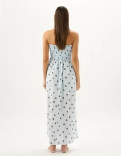 Madeleine Sea Belle Strapless Linen Maxi Dress