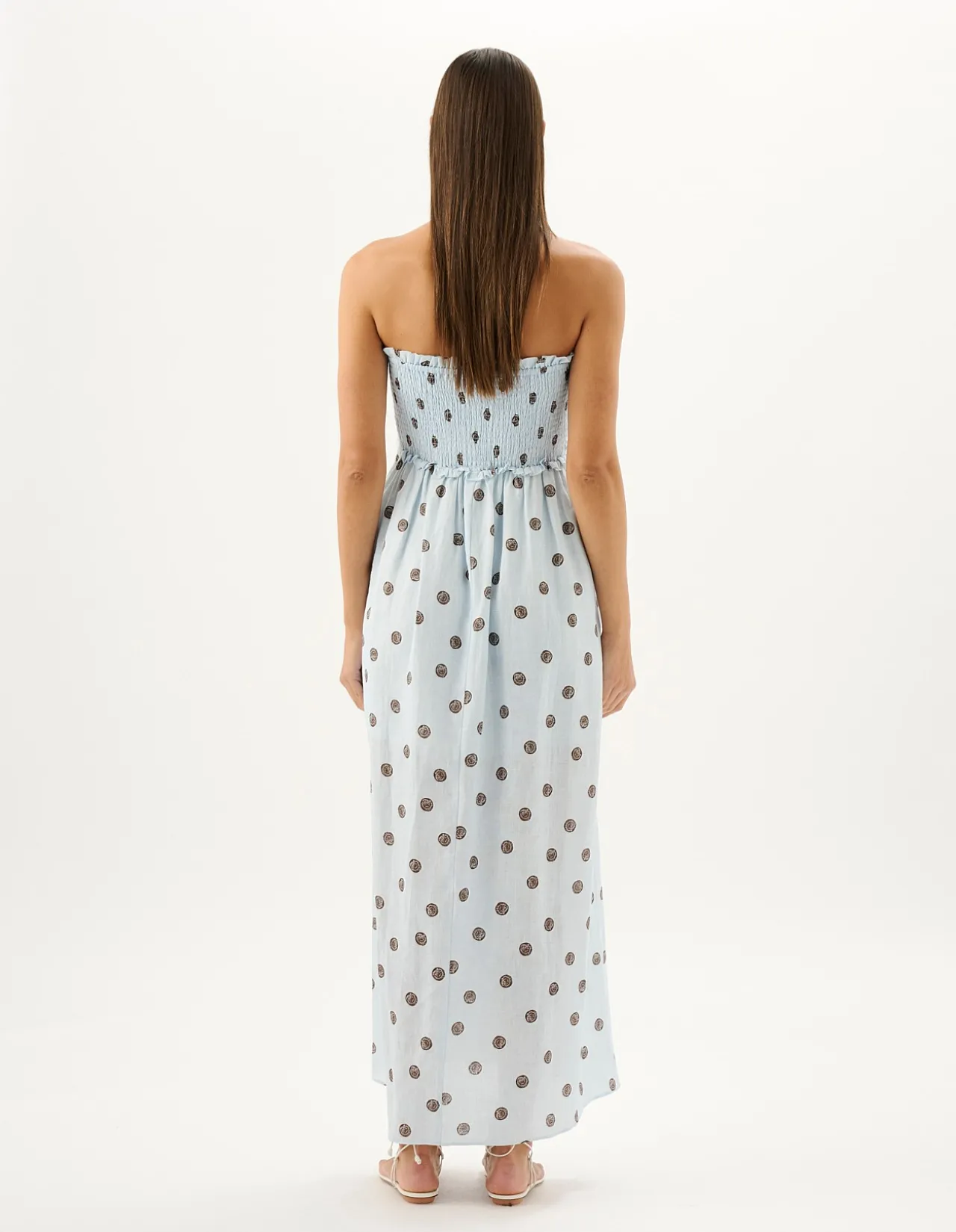 Madeleine Sea Belle Strapless Linen Maxi Dress