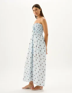 Madeleine Sea Belle Strapless Linen Maxi Dress