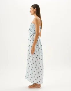 Madeleine Sea Belle Strapless Linen Maxi Dress