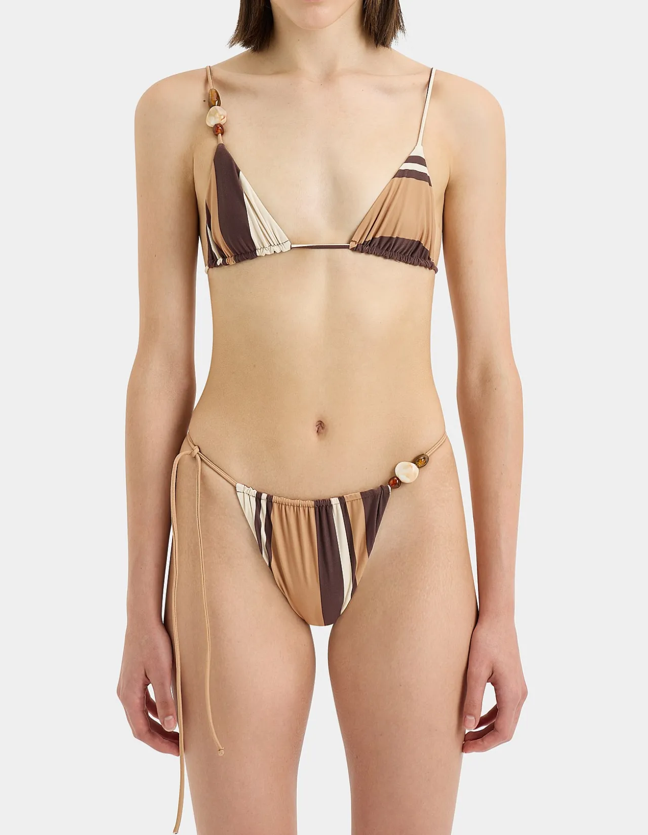 Mahogany String Brief Bikini Bottom Cantina Stripe