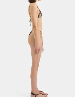 Mahogany String Brief Bikini Bottom Cantina Stripe