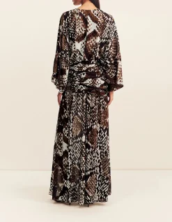 MAIA LONG SLEEVE PLUNGED MAXI DRESS
