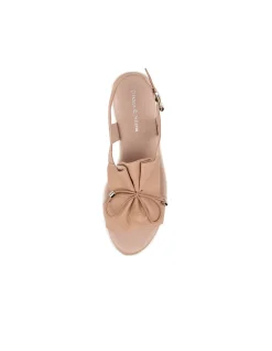 Malika Bow Detail Leather Wedge Sandals
