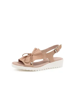 Malika Bow Detail Leather Wedge Sandals