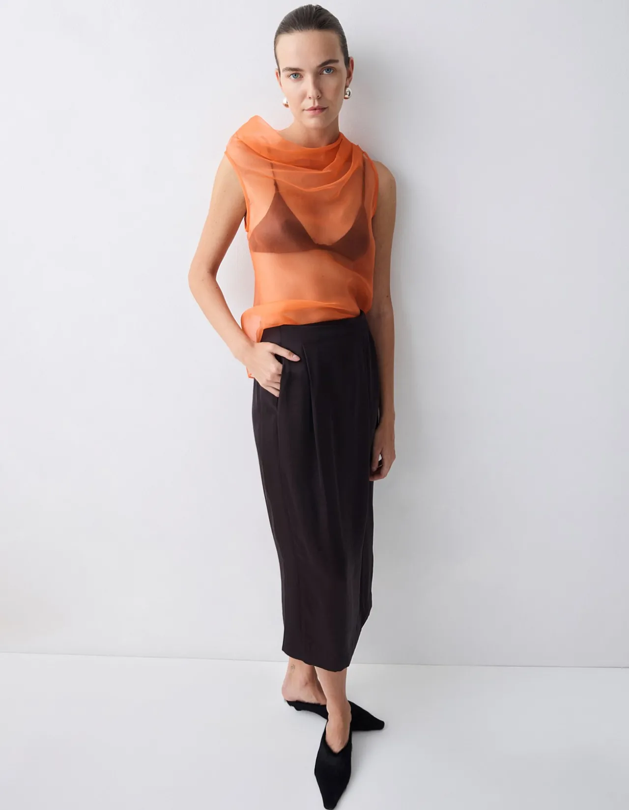 MANDARIN ORGANZA CEZANNE TOP
