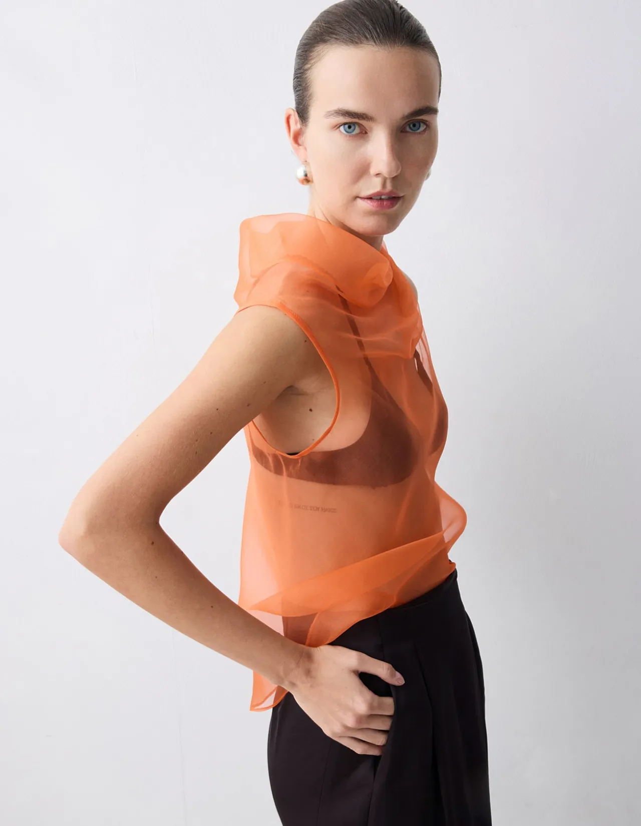 MANDARIN ORGANZA CEZANNE TOP