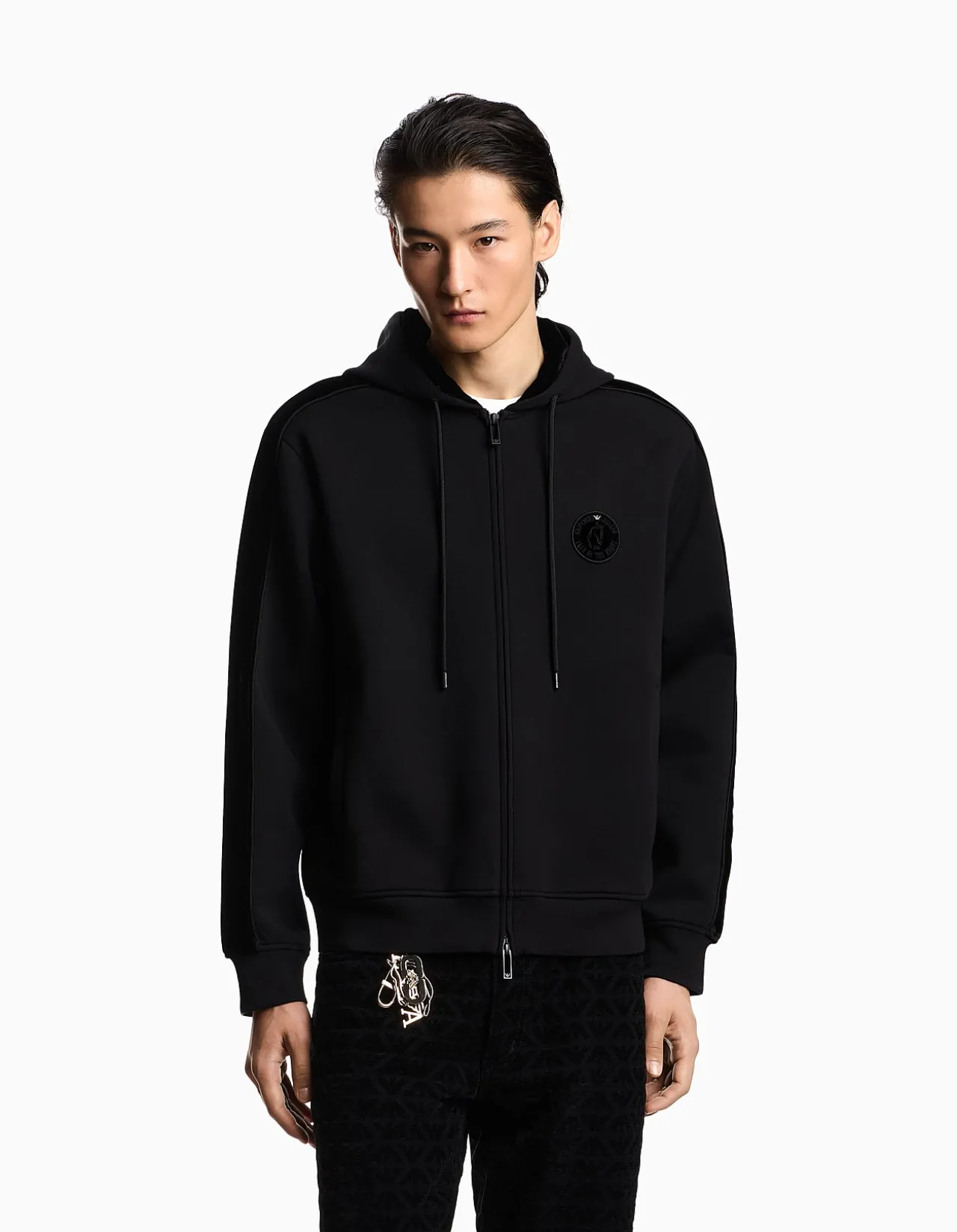 Man's long sleeve full zip hooded jacket