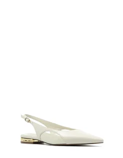 MARGARET Vintage Ivory Crinkle Leather Slingback
