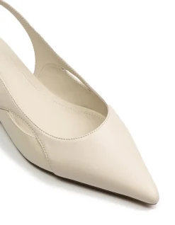 MARGARET Vintage Ivory Crinkle Leather Slingback