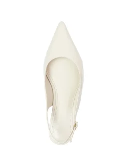 MARGARET Vintage Ivory Crinkle Leather Slingback