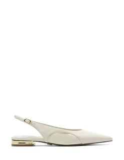 MARGARET Vintage Ivory Crinkle Leather Slingback