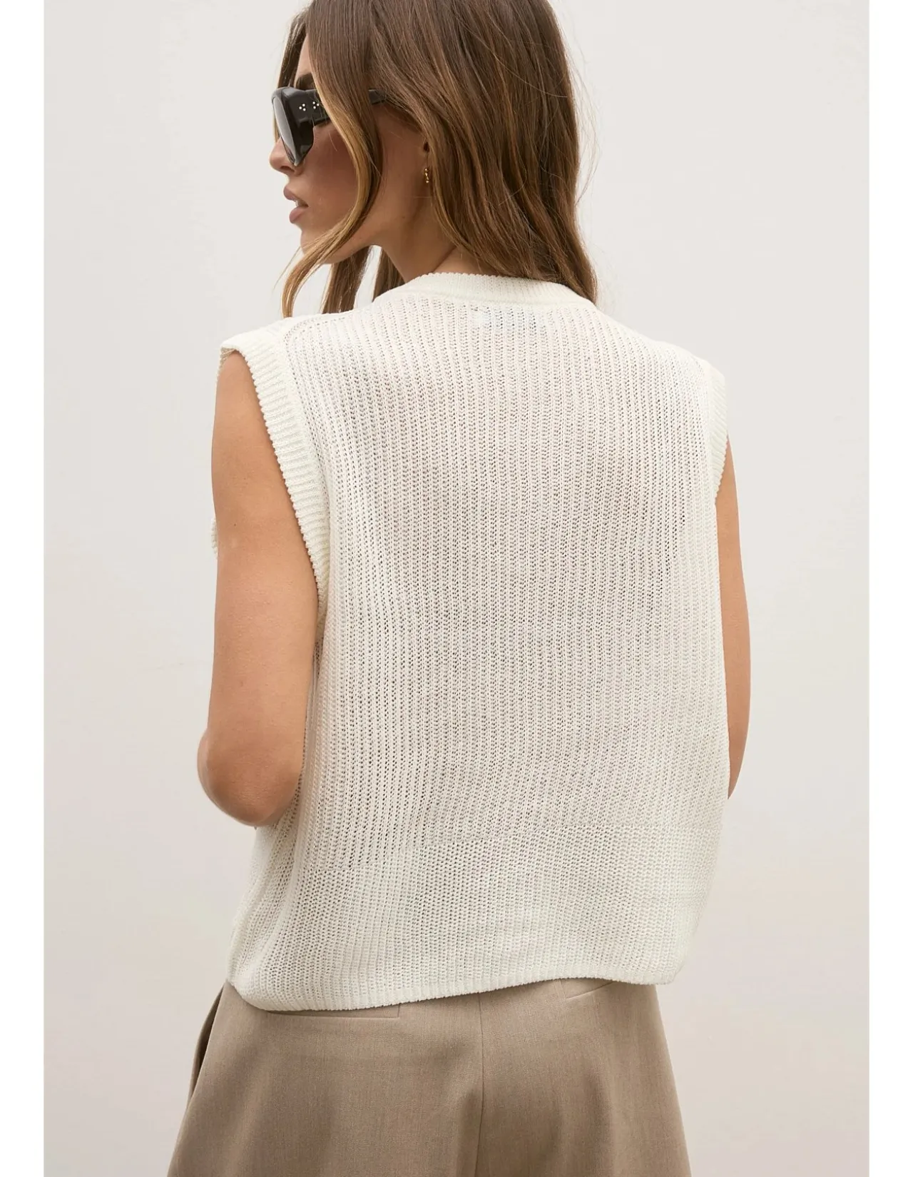 Margo Relaxed Open Knit Sleeveless Vest