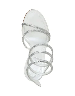 MARGOT IVORY SATIN-LAMB/CRYSTAL SANDAL HEEL