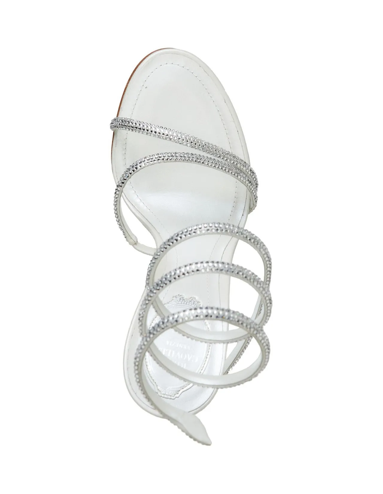 MARGOT IVORY SATIN-LAMB/CRYSTAL SANDAL HEEL