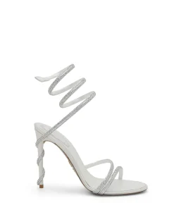 MARGOT IVORY SATIN-LAMB/CRYSTAL SANDAL HEEL