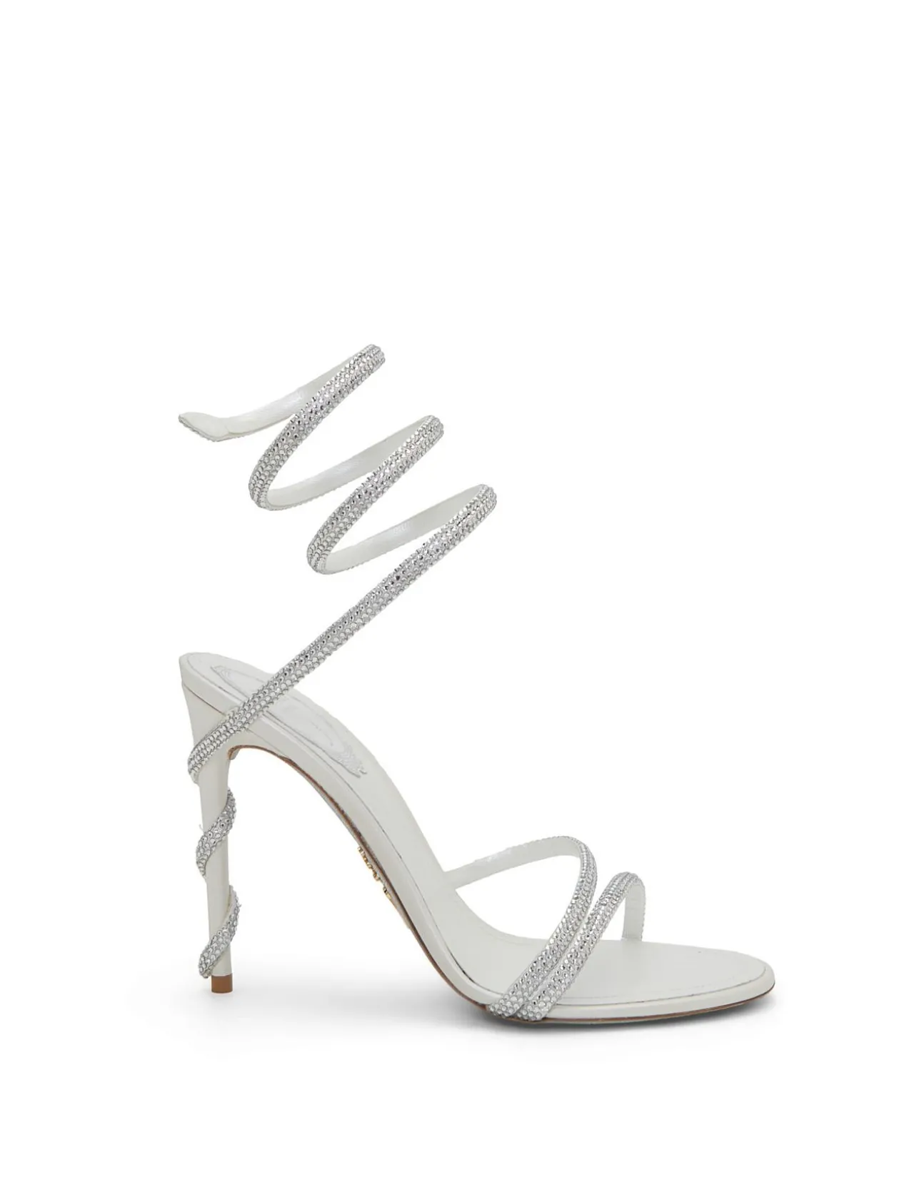 MARGOT IVORY SATIN-LAMB/CRYSTAL SANDAL HEEL
