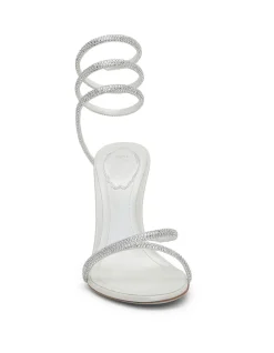 MARGOT IVORY SATIN-LAMB/CRYSTAL SANDAL HEEL
