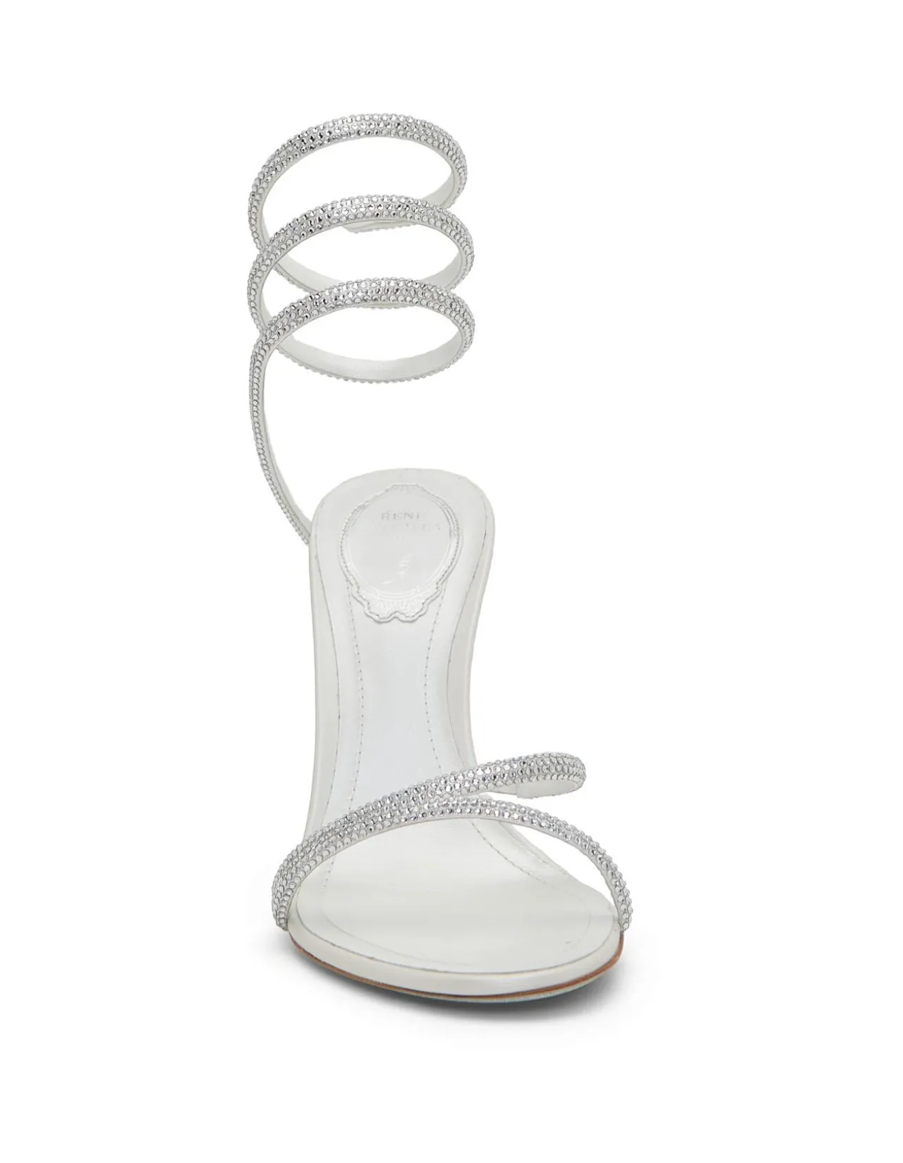 MARGOT IVORY SATIN-LAMB/CRYSTAL SANDAL HEEL