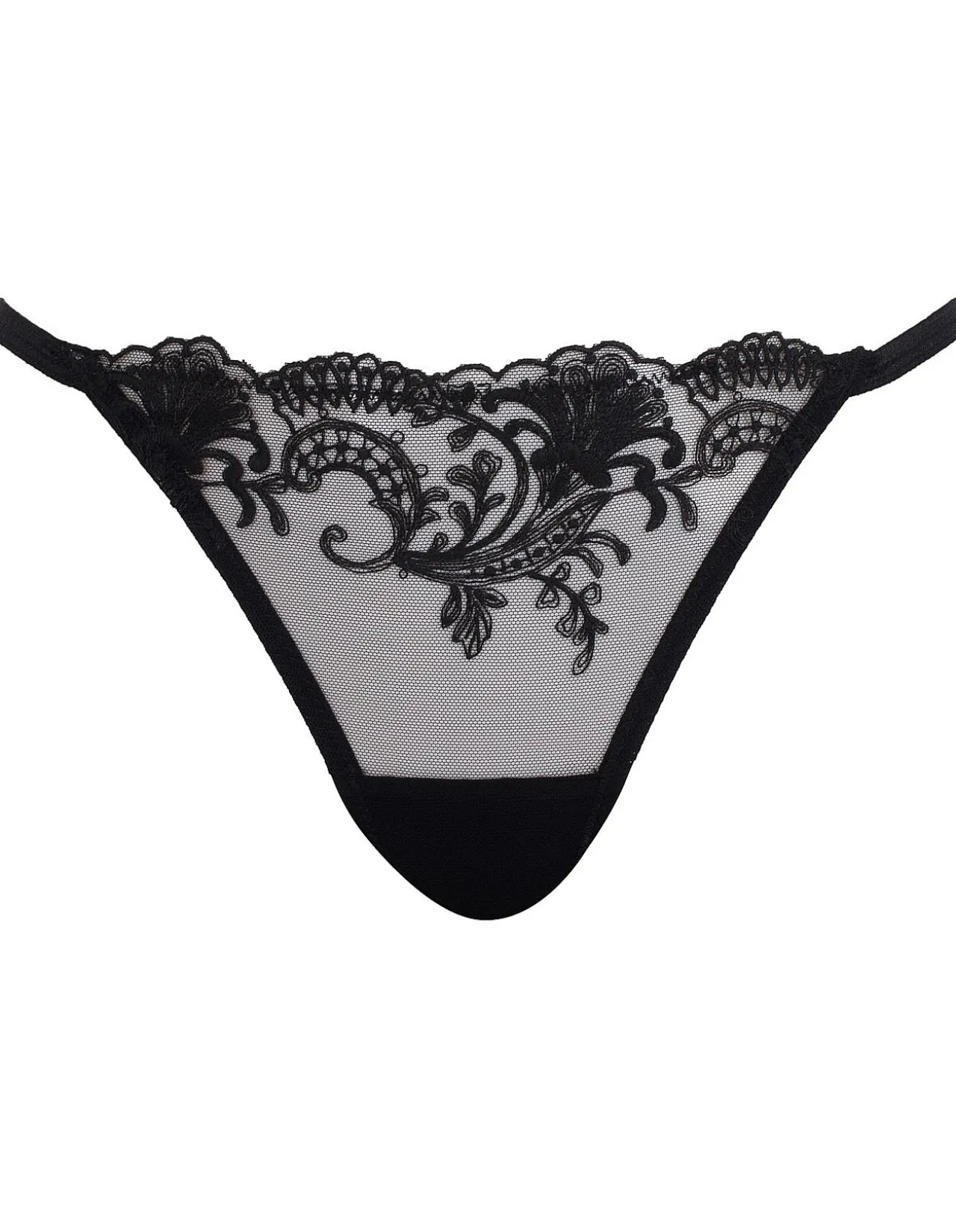Marseille Embroidered Sheer Mesh Thong