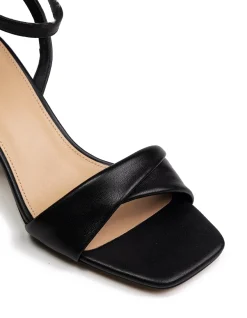 MARTINA Black Leather Flared Heel