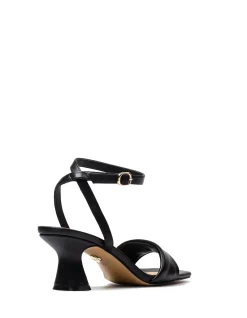 MARTINA Black Leather Flared Heel