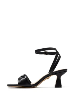 MARTINA Black Leather Flared Heel
