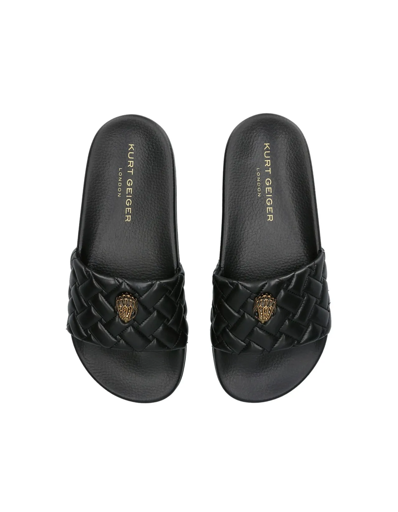 Meena Eagle Black Quilted Slides
