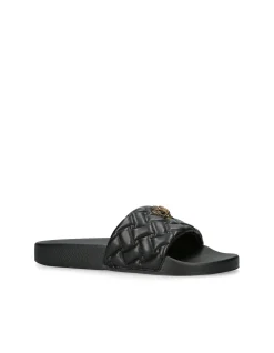Meena Eagle Black Quilted Slides