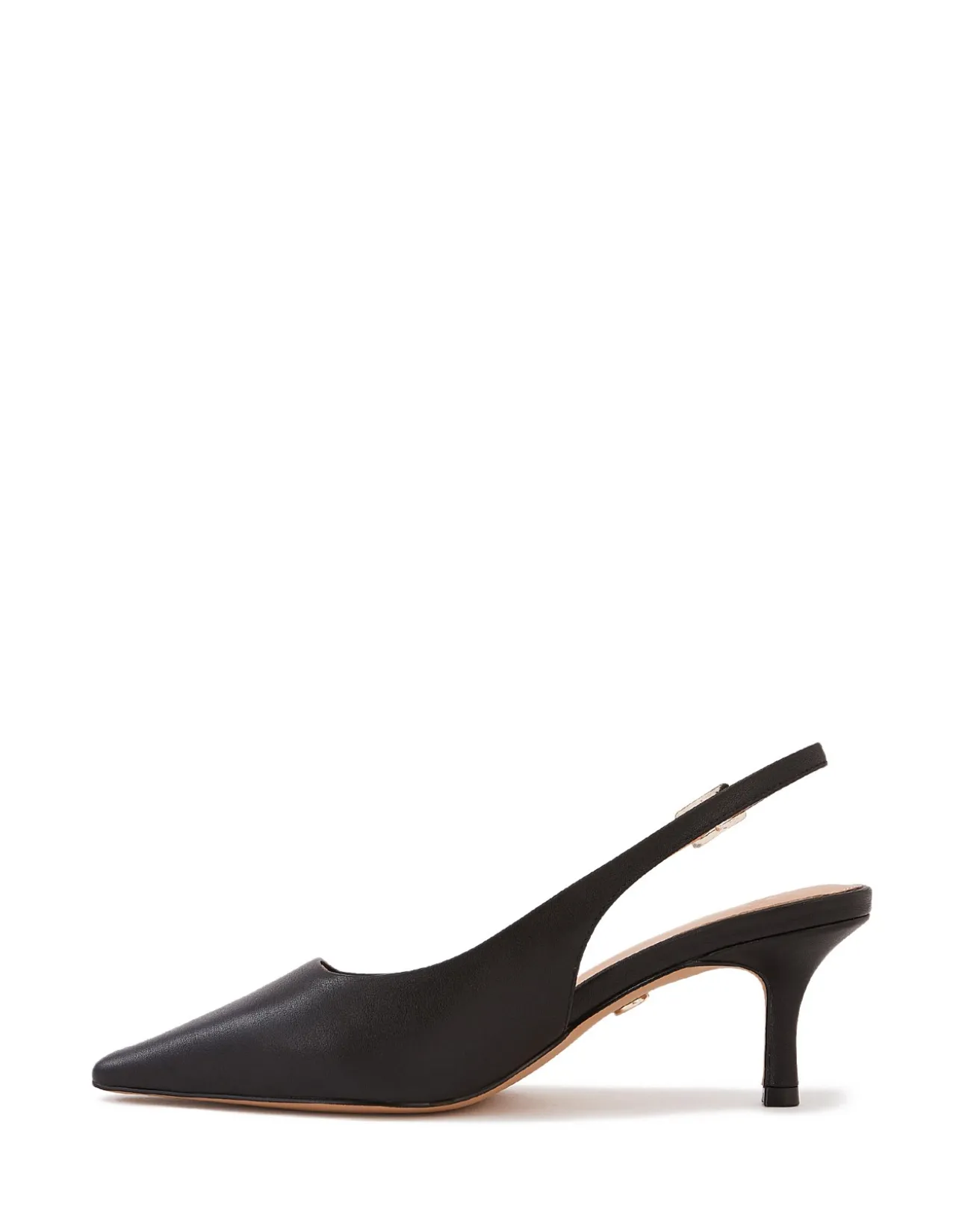 Mella Black Leather Slingback