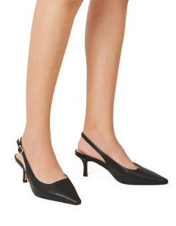 Mella Black Leather Slingback