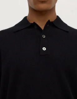Mens Cashmere Polo Black