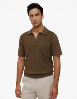 Mercerised Diamond Knit Polo